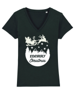 Merry Christmas Santa's Sleigh Tricou mânecă scurtă guler V Damă Evoker