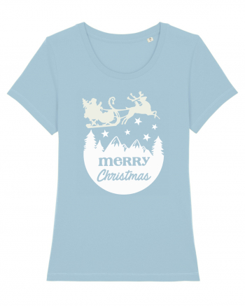 Merry Christmas Santa's Sleigh Sky Blue