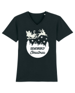 Merry Christmas Santa's Sleigh Tricou mânecă scurtă guler V Bărbat Presenter