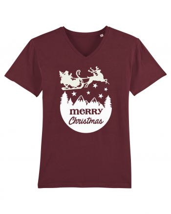 Merry Christmas Santa's Sleigh Burgundy