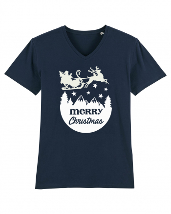 Merry Christmas Santa's Sleigh French Navy