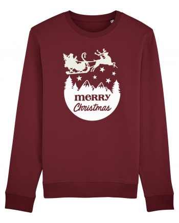 Merry Christmas Santa's Sleigh Burgundy