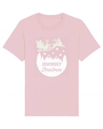 Merry Christmas Santa's Sleigh Cotton Pink