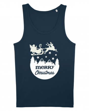 Merry Christmas Santa's Sleigh Navy