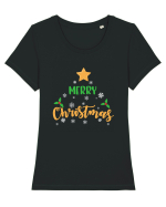 Merry Christmas Tricou mânecă scurtă guler larg fitted Damă Expresser