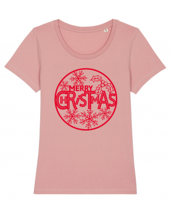 Merry Christmas Red Embroidery Canyon Pink