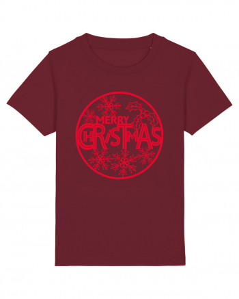 Merry Christmas Red Embroidery Burgundy