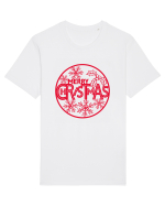 Merry Christmas Red Embroidery Tricou mânecă scurtă Unisex Rocker