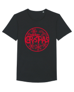 Merry Christmas Red Embroidery Tricou mânecă scurtă guler larg Bărbat Skater