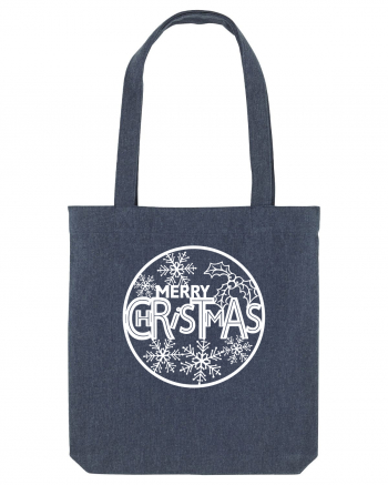 Merry Christmas White Embroidery Midnight Blue