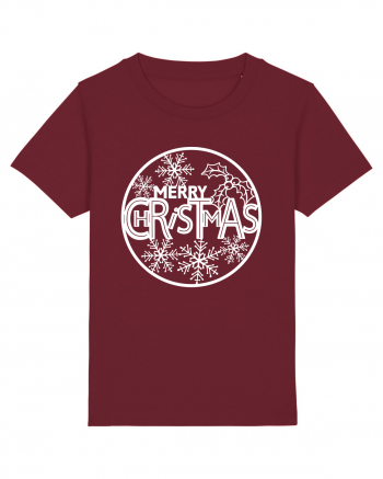 Merry Christmas White Embroidery Burgundy