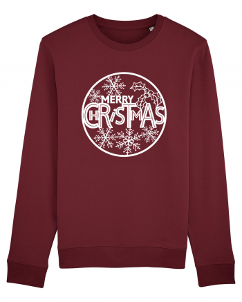 Merry Christmas White Embroidery Burgundy