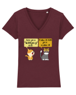 Pentru Iubitorii de Pisici  Tricou mânecă scurtă guler V Damă Evoker
