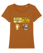 Pentru Iubitorii de Pisici  Tricou mânecă scurtă guler larg fitted Damă Expresser
