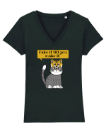 Pentru Iubitorii de Pisici  Tricou mânecă scurtă guler V Damă Evoker