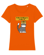 Pentru Iubitorii de Pisici  Tricou mânecă scurtă guler larg fitted Damă Expresser