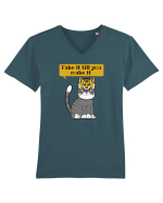 Pentru Iubitorii de Pisici  Tricou mânecă scurtă guler V Bărbat Presenter