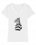 Cool Funky Zebra Tricou mânecă scurtă guler V Damă Evoker