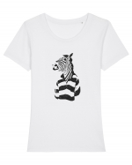 Cool Funky Zebra Tricou mânecă scurtă guler larg fitted Damă Expresser