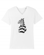 Cool Funky Zebra Tricou mânecă scurtă guler V Bărbat Presenter
