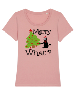 Merry what? Tricou mânecă scurtă guler larg fitted Damă Expresser