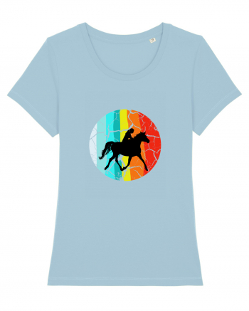 Retro Horse Riding Desugn Sky Blue