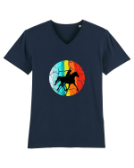 Retro Horse Riding Desugn Tricou mânecă scurtă guler V Bărbat Presenter