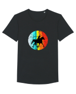 Retro Horse Riding Desugn Tricou mânecă scurtă guler larg Bărbat Skater