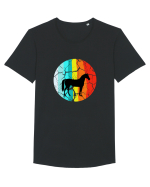 Retro Horse Design Tricou mânecă scurtă guler larg Bărbat Skater