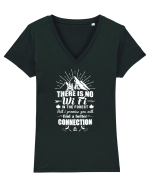 There is no WI FI in the forest Tricou mânecă scurtă guler V Damă Evoker