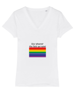 LGBT Kiss Design Tricou mânecă scurtă guler V Damă Evoker