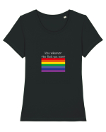 LGBT Kiss Grey Design Tricou mânecă scurtă guler larg fitted Damă Expresser
