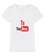 Te YouBESC Tricou mânecă scurtă guler V Damă Evoker