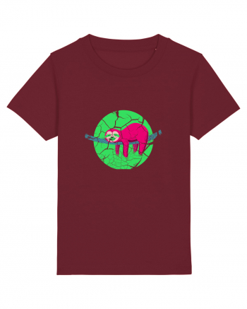 Vintage Lazy Sloth Design Burgundy