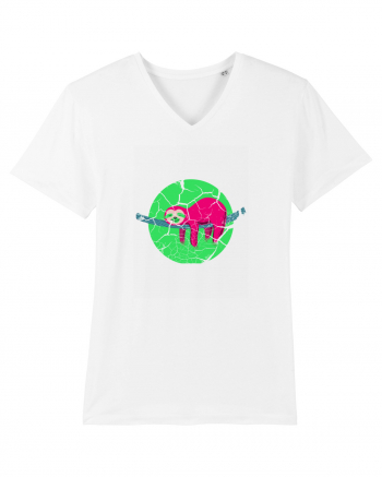 Vintage Lazy Sloth Design White