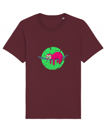 Vintage Lazy Sloth Design Burgundy