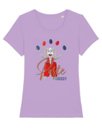 Iepure jongler + text Tricou mânecă scurtă guler larg fitted Damă Expresser