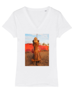 Orange Cab Design Tricou mânecă scurtă guler V Damă Evoker