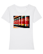 Praying Wheels Design Tricou mânecă scurtă guler larg fitted Damă Expresser