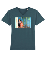Gas Station Design Tricou mânecă scurtă guler V Bărbat Presenter