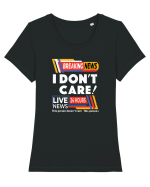 Ultimile stiri! Nu-mi pasa! Breaking news I don't care Tricou mânecă scurtă guler larg fitted Damă Expresser