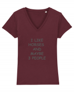 I Like Horses Design Tricou mânecă scurtă guler V Damă Evoker