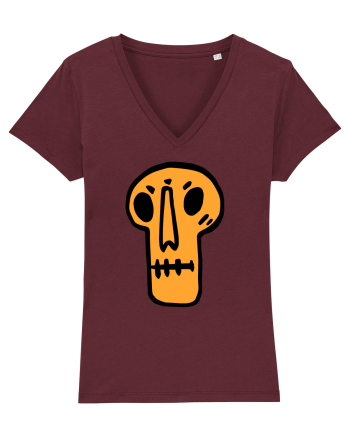 Halloween Orange Funny Skull Burgundy