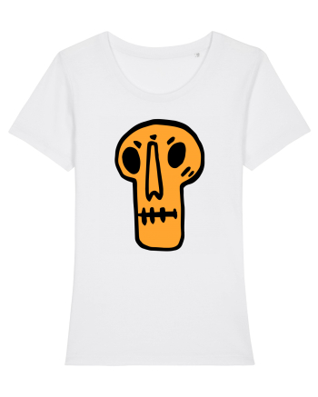 Halloween Orange Funny Skull White