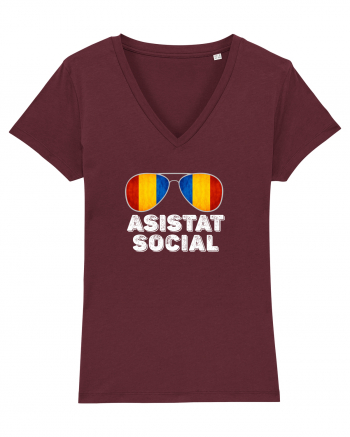 Tricou de Asistat Social- Barbat Burgundy