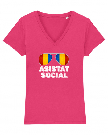 Tricou de Asistat Social- Barbat Raspberry