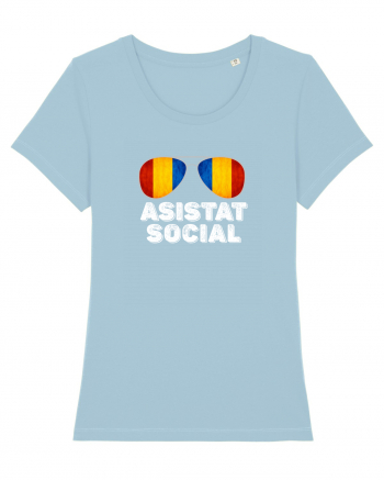 Tricou de Asistat Social- Barbat Sky Blue