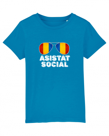 Tricou de Asistat Social- Barbat Azur