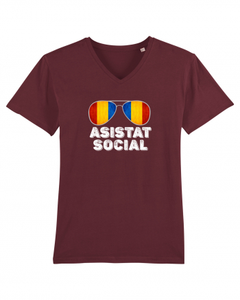 Tricou de Asistat Social- Barbat Burgundy