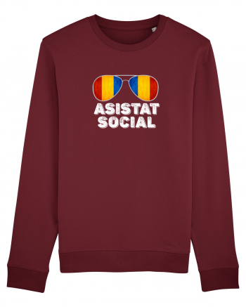 Tricou de Asistat Social- Barbat Burgundy